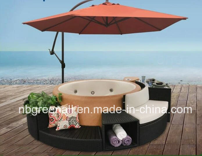 New Design Round Storage Fuction Rattan Furniture for Bathtub