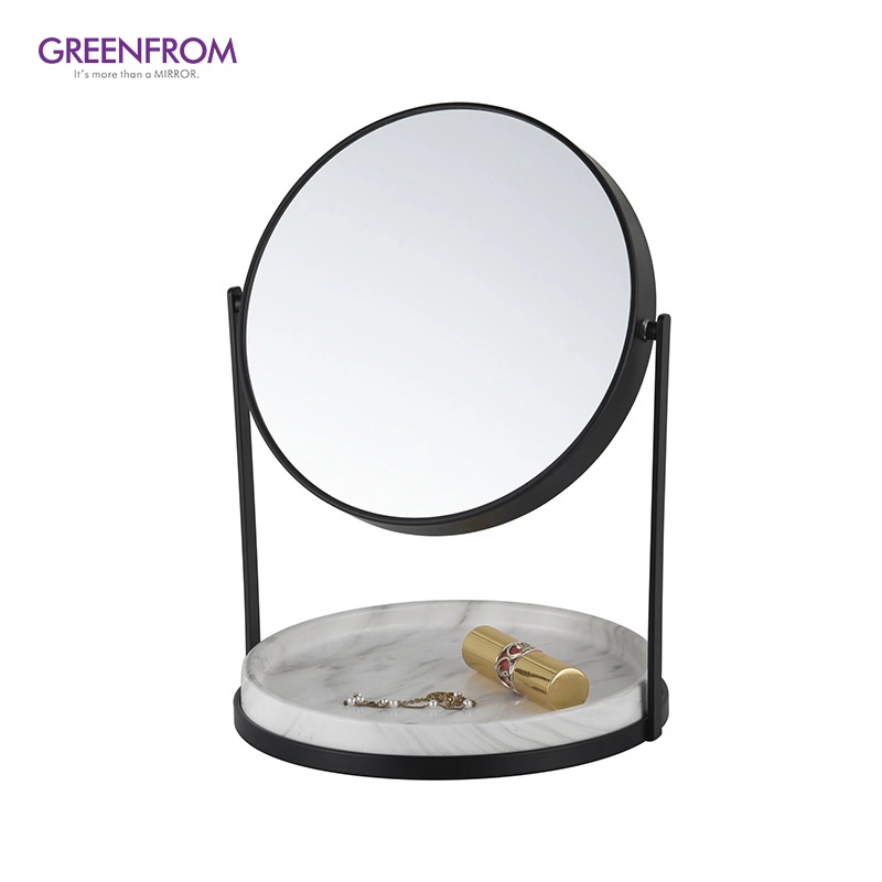 Desktop Mirror Rotating Dresser with Storage Tray Cosmetic Mirror