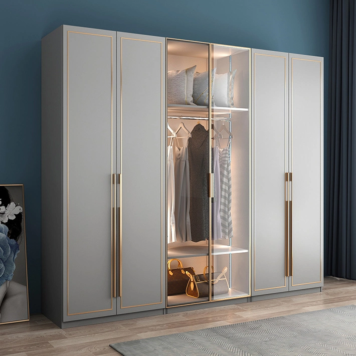 PA Design Bedroom Wall Italian Style Cabinet with Mirror Door Closet Hallway Luxury Built-in Wardrobe with Sliding Door