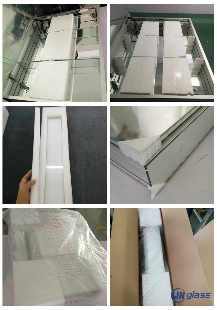 Lighted MDF Mirror Jewelry Bathroom Vanity Furniture LED Mirror Medicine Cabinet with Touch Switch Soft Closed Hinge