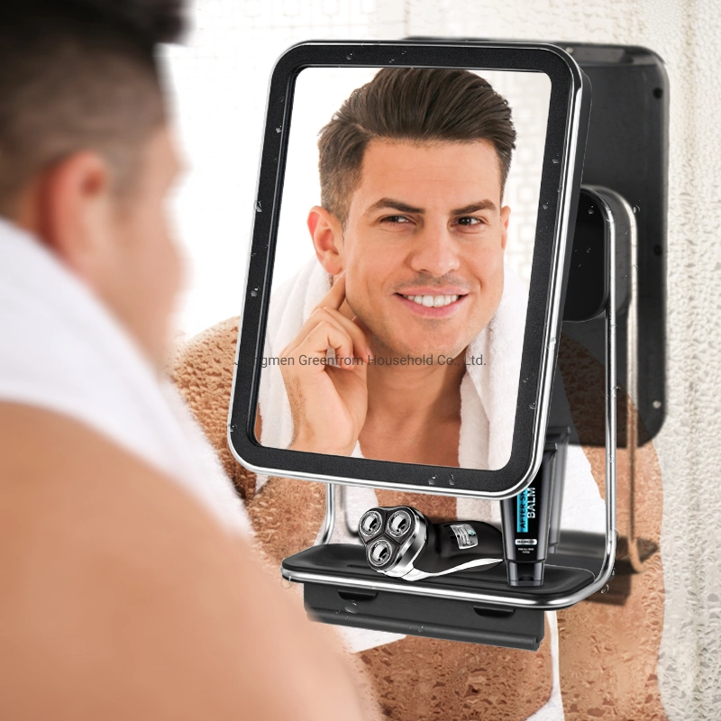 Black Bathroom Use Anti Fog Wall Mounted Bathroom Men Shaving Mirror with Razor Holder