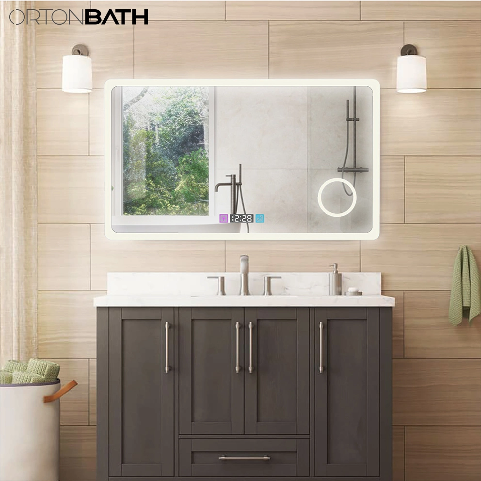 Ortonbath Makeup Anti-Fog Mirror with 3 Times Magnifier Dimmable Light Touch Switch Wall Mounted (Horizontal/Vertical)