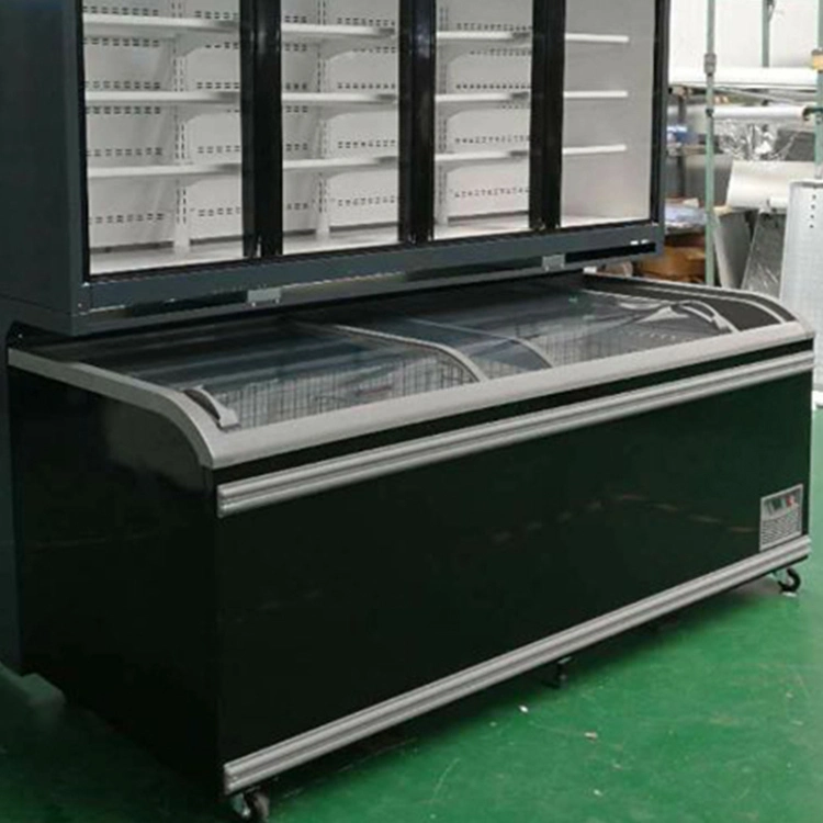 Commercial Display Freezer Wall Supermarket Refrigerator Built-in Air Curtain Cabinet