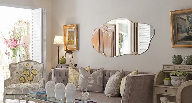 Irregular Mirror for Wall, Large 21&quot;X35&quot; Asymmetrical Wall Mirror Irregular Shaped Stylish Frameless Mirror for Living Room Bathroom Entryway Modern Home