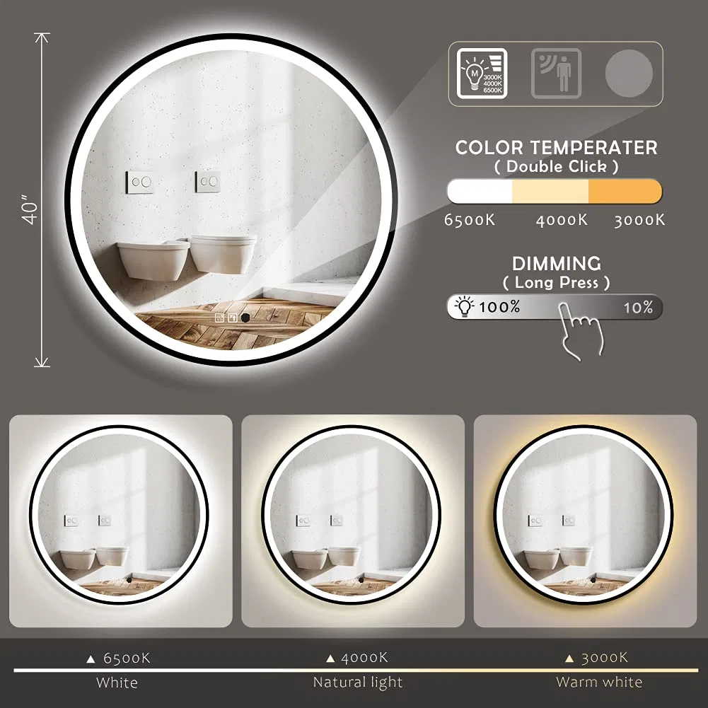 UL CE cUL Wall Home Decor Make up Smart Vanity Lighted Backlit Bathroom LED Mirror Defogger Bluetooth