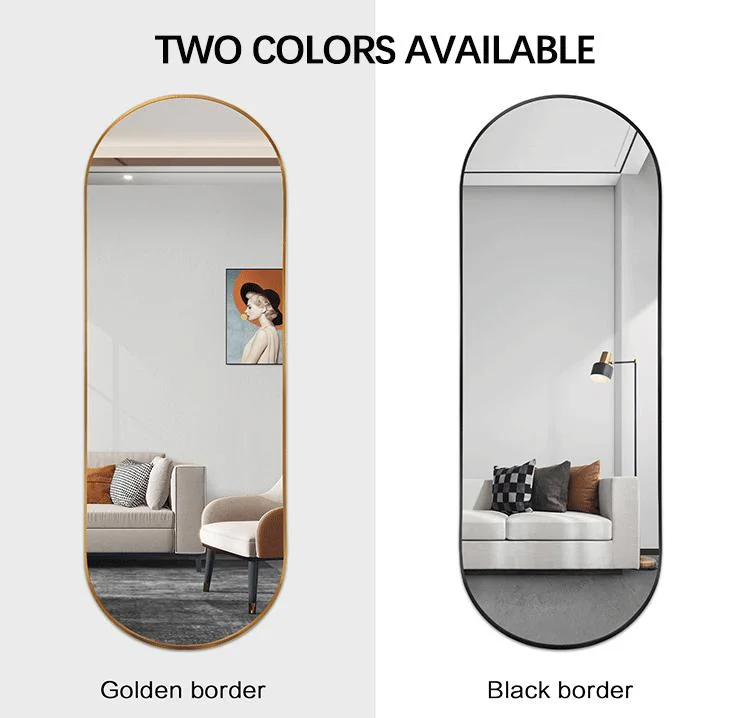 Oval Full Length Mirror Arched Full Length Mirror with Aluminum Frame Wall Mounted Hanging Mirror