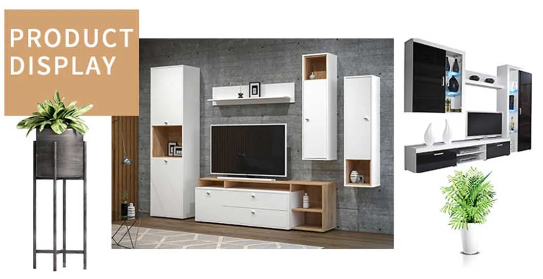 Luxury Modern White Shaker Freestanding TV Stand Wall Unit for Living Room Furniture TV Cabinet