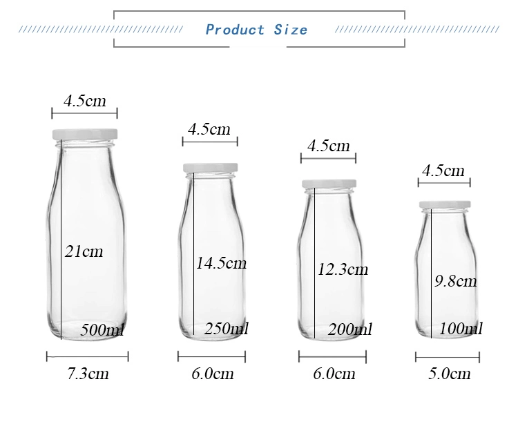 Custom Transparent Empty Juice Bottle Glass with Metal Lid