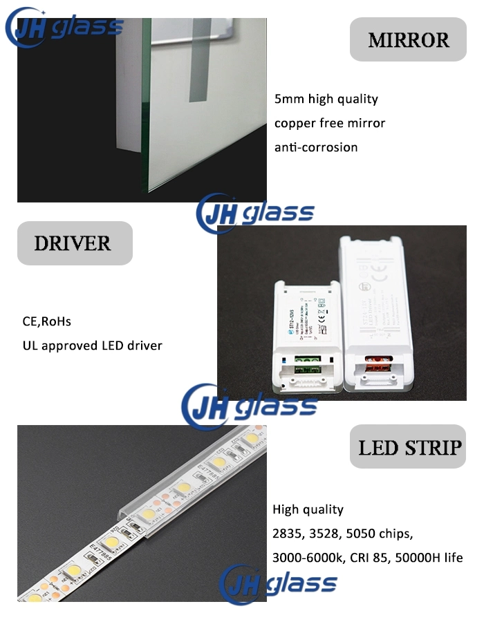 LED Intelligent Light-Emitting Bathroom Mirror for Home Hotel Decoration with Dimmer &amp; Anti-Fog