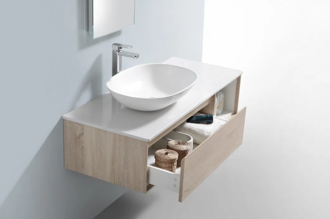 Wooden Bathroom Vanity with Sink Wall Hung with LED Mirror