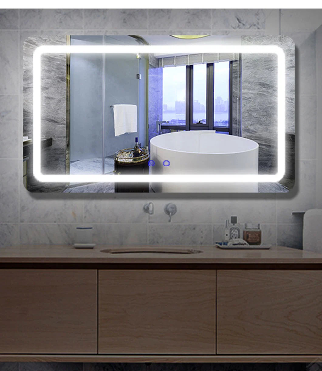 Bathroom Vanity Aluminum Frame Wall Mirror LED Lighted Bath Mirror