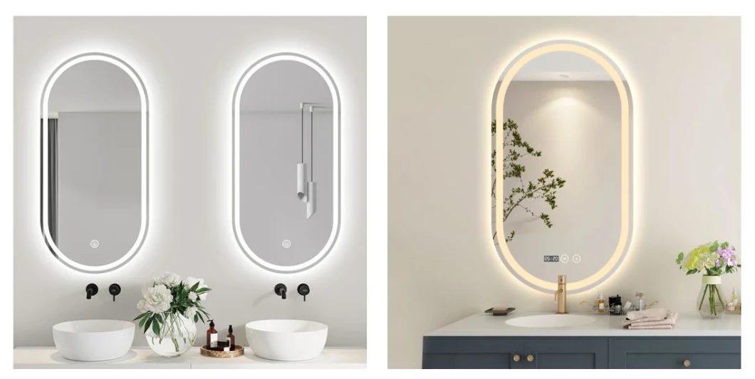 Pop Cosmetic Mirror Bathroom Light Mirror Vanity Oval Round Shape Defogger LED Ctl403