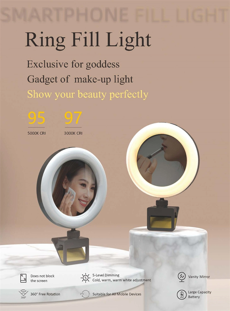 Light Filling Lamp Mobile Phone Self Taking Beauty and Rejuvenation Lighting Lamp Rechargeable Rotatable Dimmable Makeup Lamp