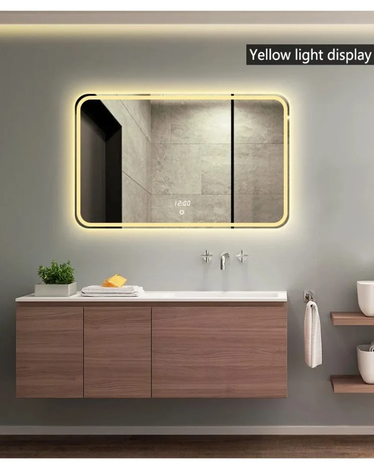 Frameless Wall-Mounted Digital Clock Bathroom Mirror with WiFi and Bluetooth