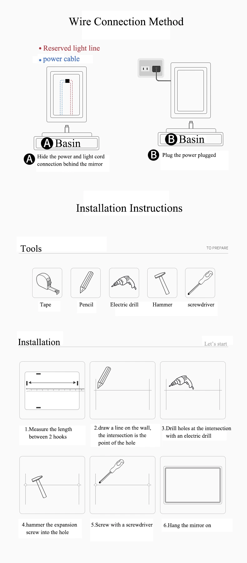 Aluminium High Quality New Design Modern Household Items LED Bathroom Mirror with Touch Sensor