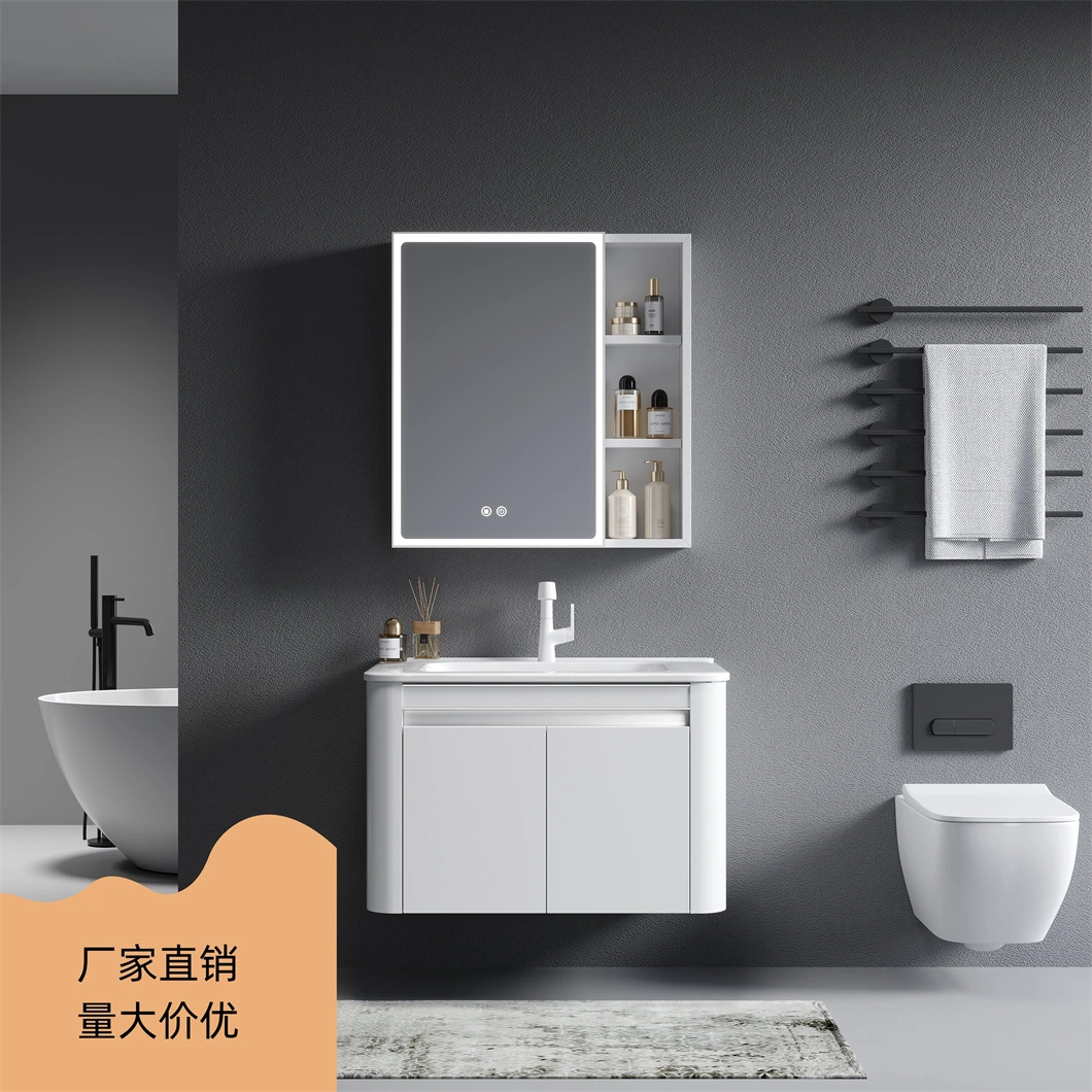 Wholesale Modern Sanitary Ware White Color Luxury Cabinet Bathroom Vanities LED Mirror