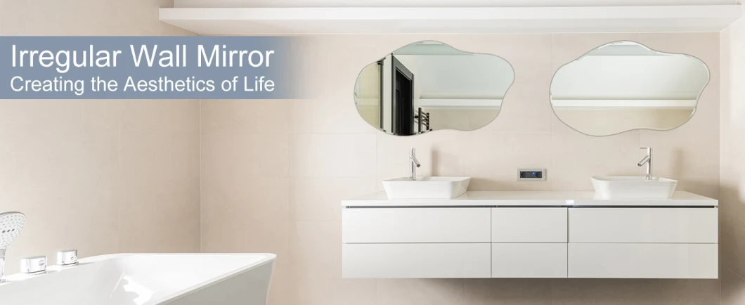 Irregular Mirror for Wall, Large 21&quot;X35&quot; Asymmetrical Wall Mirror Irregular Shaped Stylish Frameless Mirror for Living Room Bathroom Entryway Modern Home