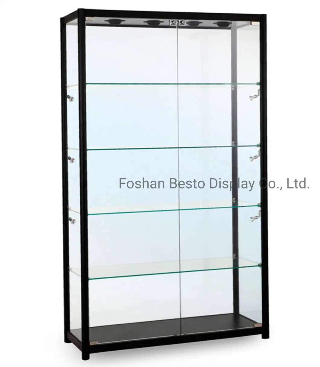Glass Display Cabinet with LED Bulbs and Lockable Glass Door for Vape Store, Smoke Shop, Jewelry Display, Electronics Store, Tabacco Shop, Petro Wholesale