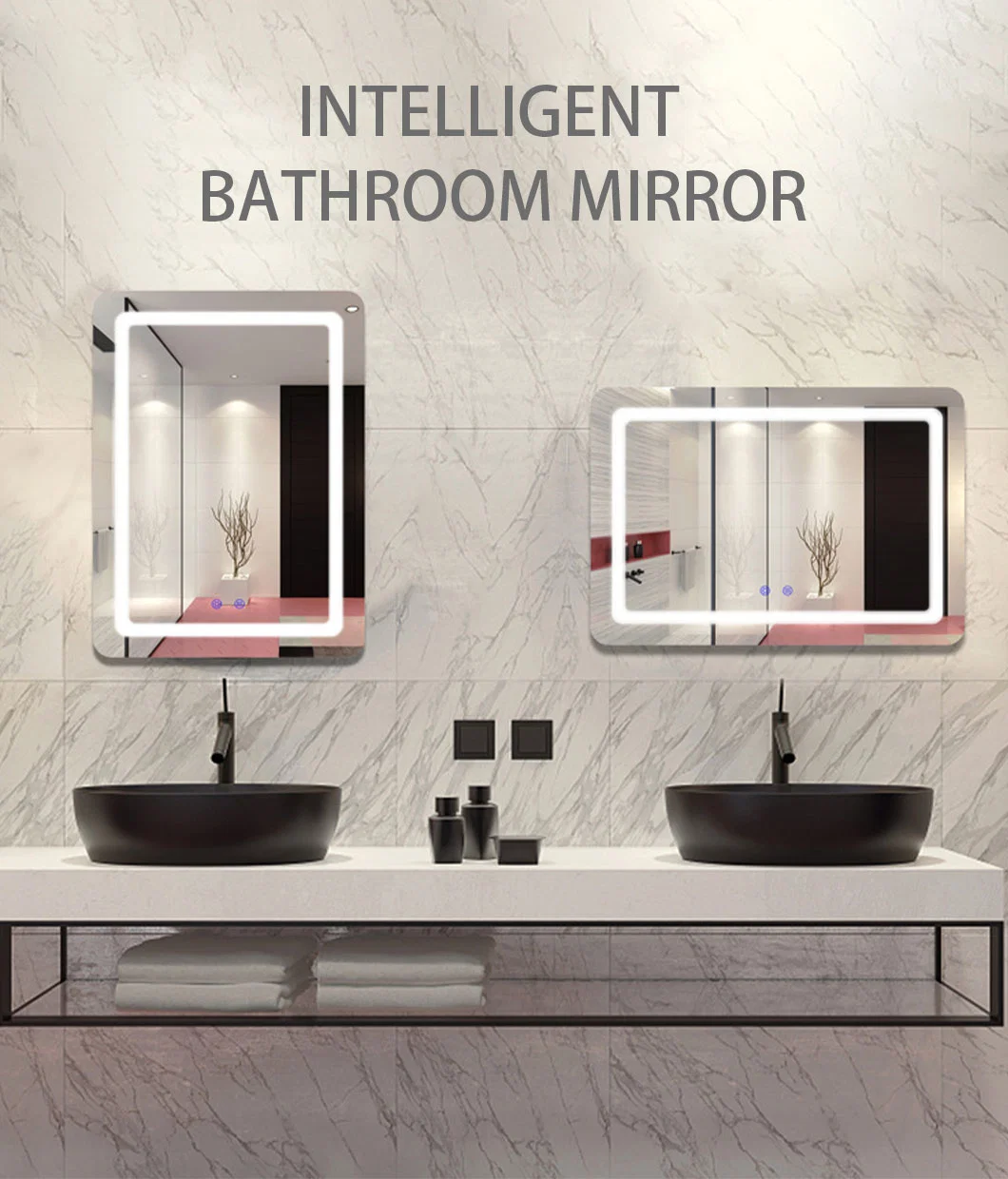 Manufacturer Wholesale Bathroom Mirror LED Lighted Anti-Fog Vanity Smart LED Mirror Bluetooth Makeup Mirror Bathroom Accessories Salon Furniture Smart Home