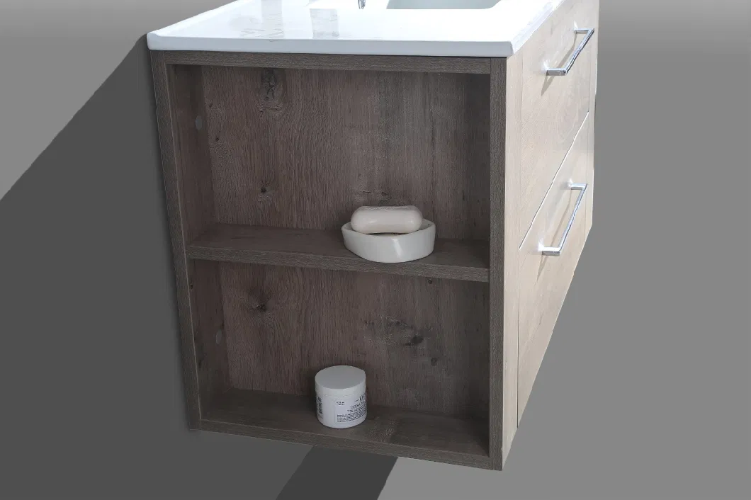 Wall Mount Storage Melamine Bathroom Vanity and Sink Cabinet with Mirror