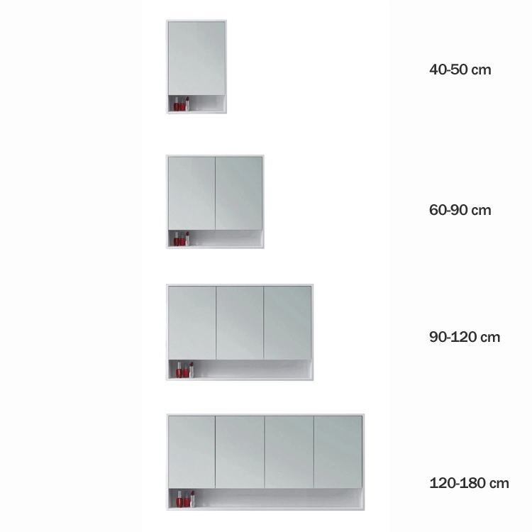Modern Wall Mounted Storage Structure Adjustable Illuminated Bathroom Mirror Cabinet