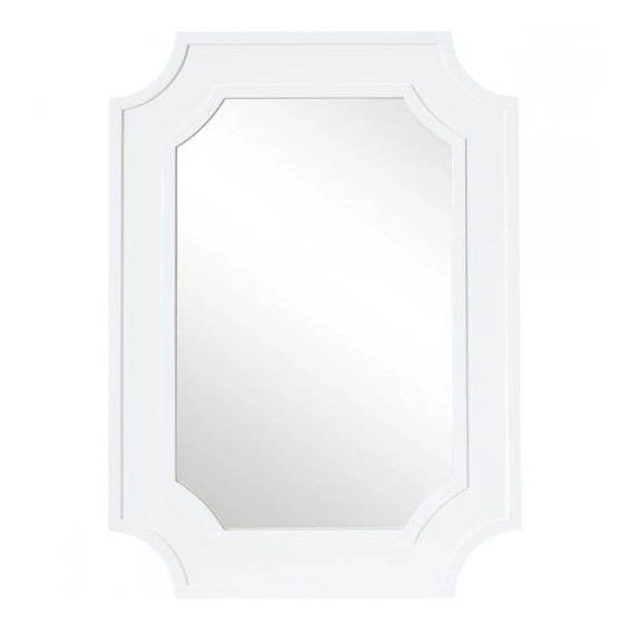 Ortonbath White Wood Framed Bath Decorating Antique Scalloped Decorative Home Smart Wall Mounted Non-LED Mirror Bathroom Designer Art Mirror