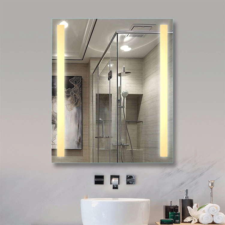Modern Bathroom Decorative Silver Lighted Mirror Wall Mount LED Shaving Mirror
