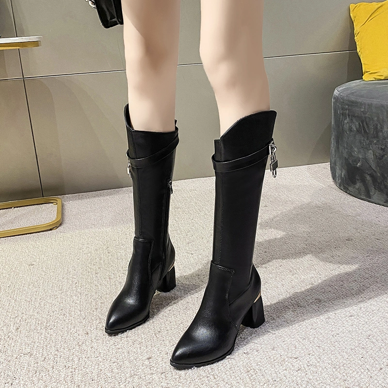 Women Thigh High Boot Skinny High Elastic Leather Flat Over Women Over Knee Boots with High Elastic