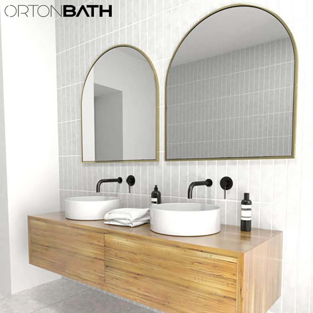 Ortonbath Large Wall Mounted Arched Wall Mirror for Bathroom with Golden Metal Frame for Entryway Living Room Bedroom Wall Decor
