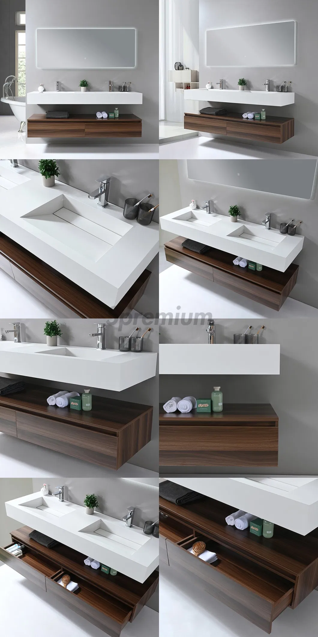 Bathroom Mirror LED Cabinet Bathroom Furniture Sink Rock Slab Bathroom Cabinet Bathroom Vanity with Rock Slab Stone Wash Basin