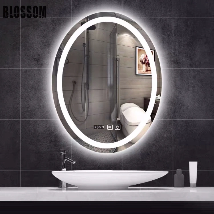 Hotel Bathroom Furniture Touch Screen Anti-Fog LED Backlit Light Smart Modern Wall Mirror