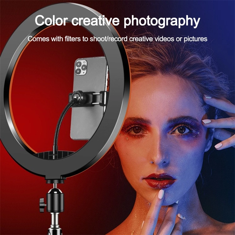 Dimmable RGB LED Ring Light Kit for Makeup Video Studio