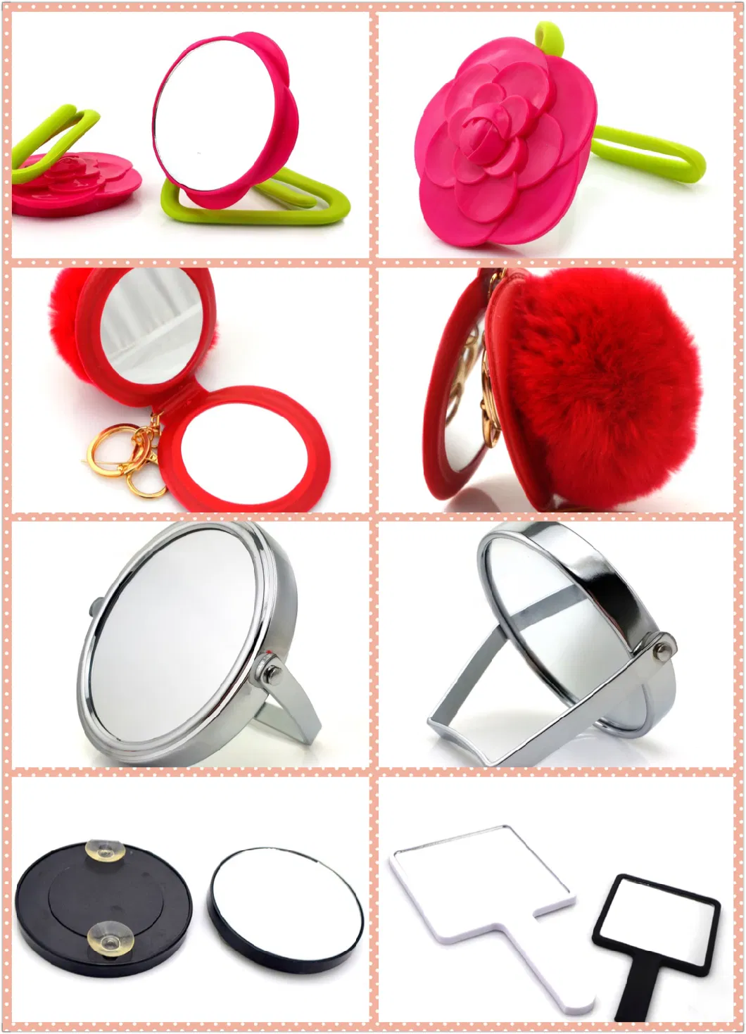 Professional Square Shape Plastic Hand Held Makeup Mirror for Cosmetic