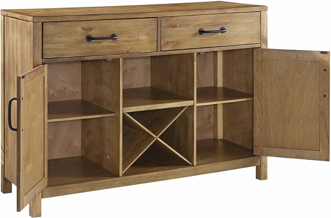 Natural X Design Buffet Kitchen Sideboard with 2 Drawers 2 Doors