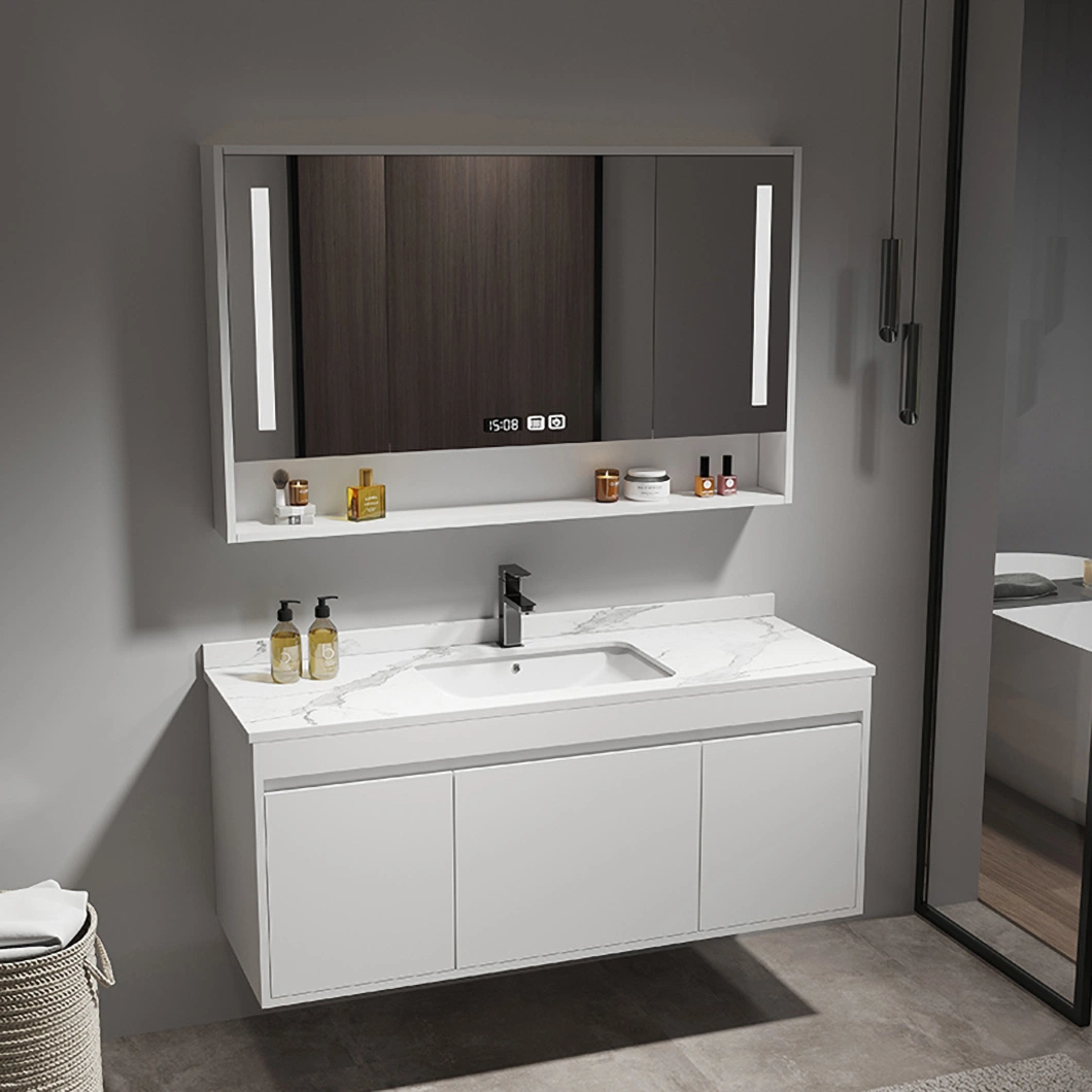 Modern Solid Wood Wash-and-Dressing Cabinet Black Bathroom Corner Luxury Bathroom Cabinet with Mirror Cabinet