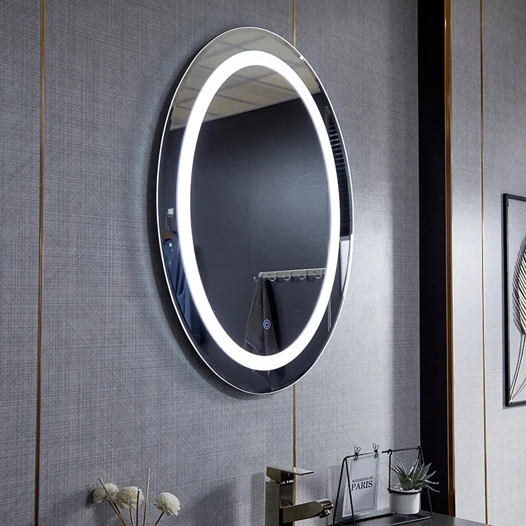 Oval Round Bathroom Storage Light LED Mirror Home Backlit Lighted Bathroom Mirror
