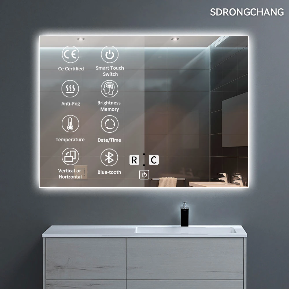 Hand Scan IR Sensor Back Light IP44 Waterproof LED Bathroom Mirror Hotel Decor Smart Mirror