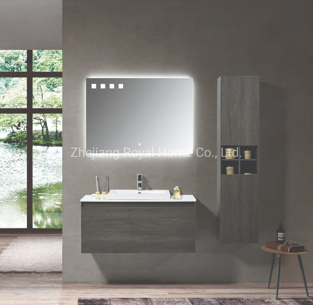 Hot Sale Luxury Modern Lighted Mirror Bathroom Basin Sink Storage Vanity Top Bathroom Vanity