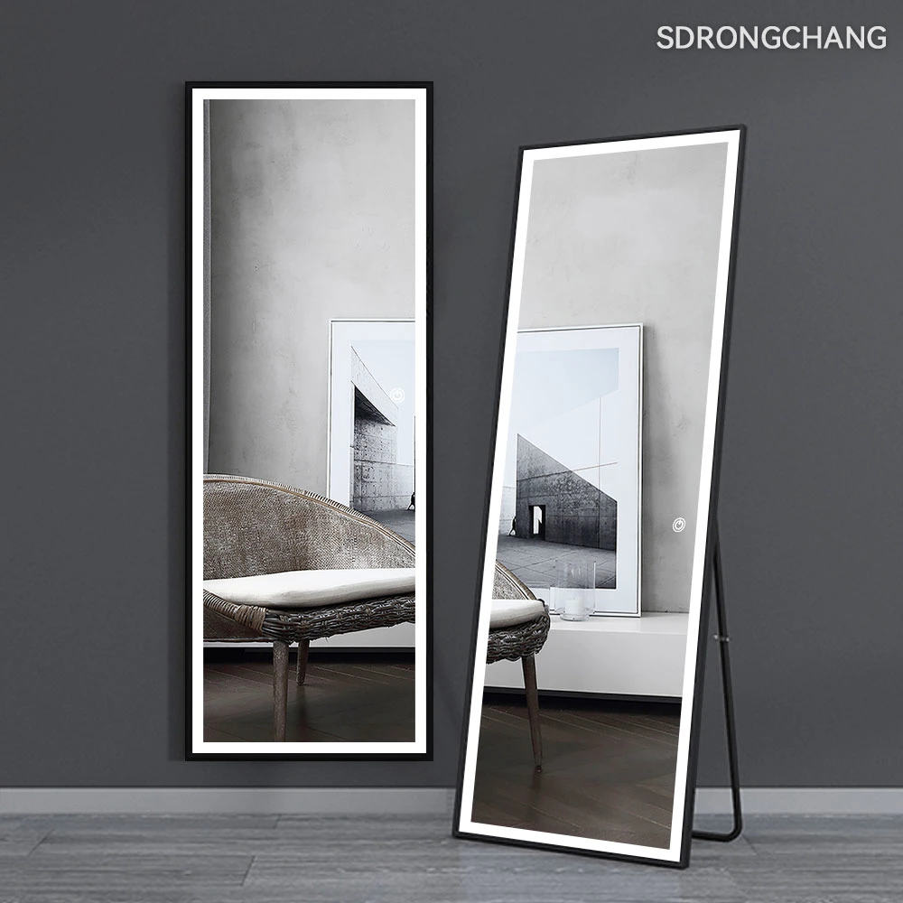 Framed Dressing Standing Floor Mirror Rectangular Aluminum Alloy Wholesale Modern Mirror