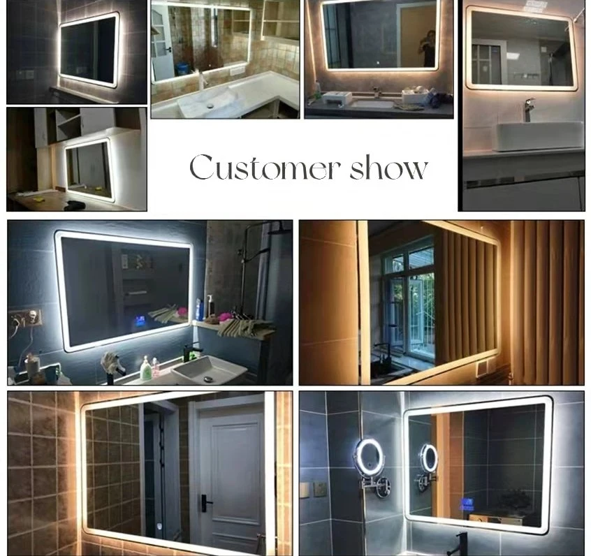 China Factory OEM ODM New Bathroom LED Mirror Wall Cosmetic Lighted Glass Mirror