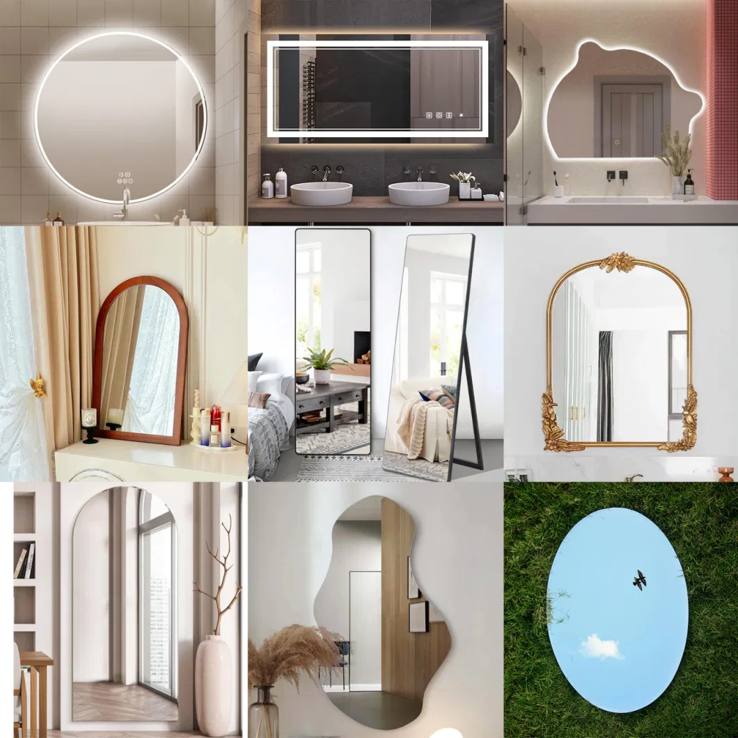 Bathroom Antique Wall Mounted Silver/Copper Free Smart Mirror Glass with LED Light for Home Decoration