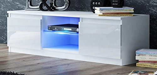 Made in China Wholesale Modern Living Room Furniture Modern TV Entertainment Media Stand LED Glass TV Stand White Cabinet Wall TV Unit for Home Hotel Apartment