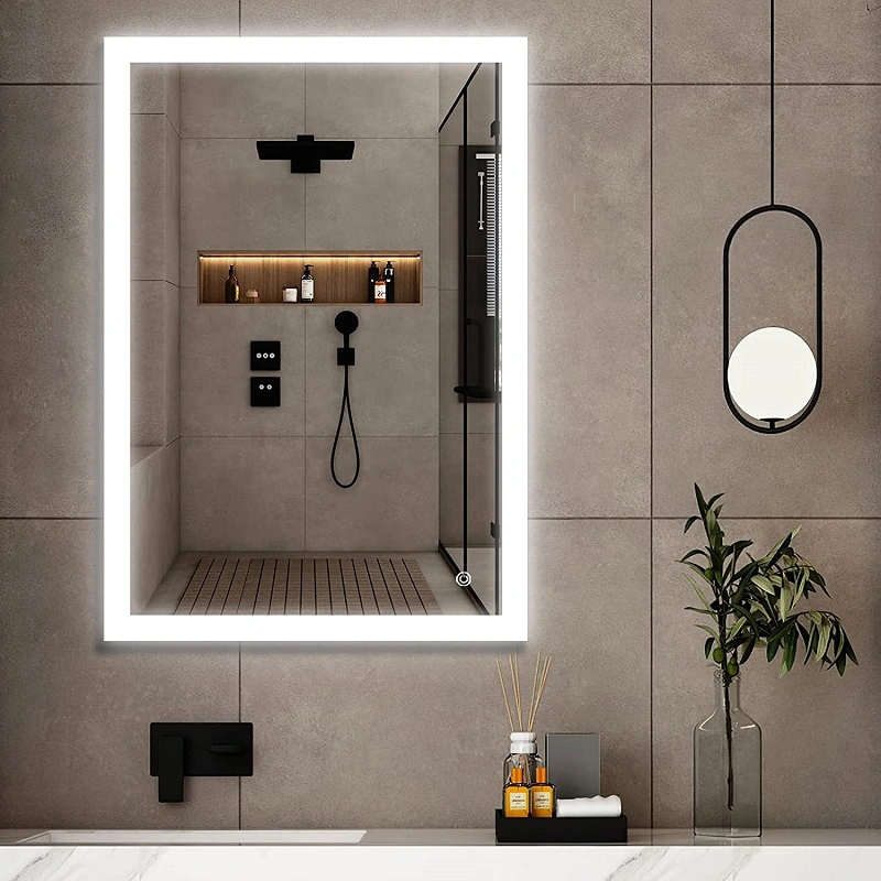 Modern Style Rectangular Vanity Mirror Bathroom Custom LED Backlight Defogging Smart Bathroom Mirror