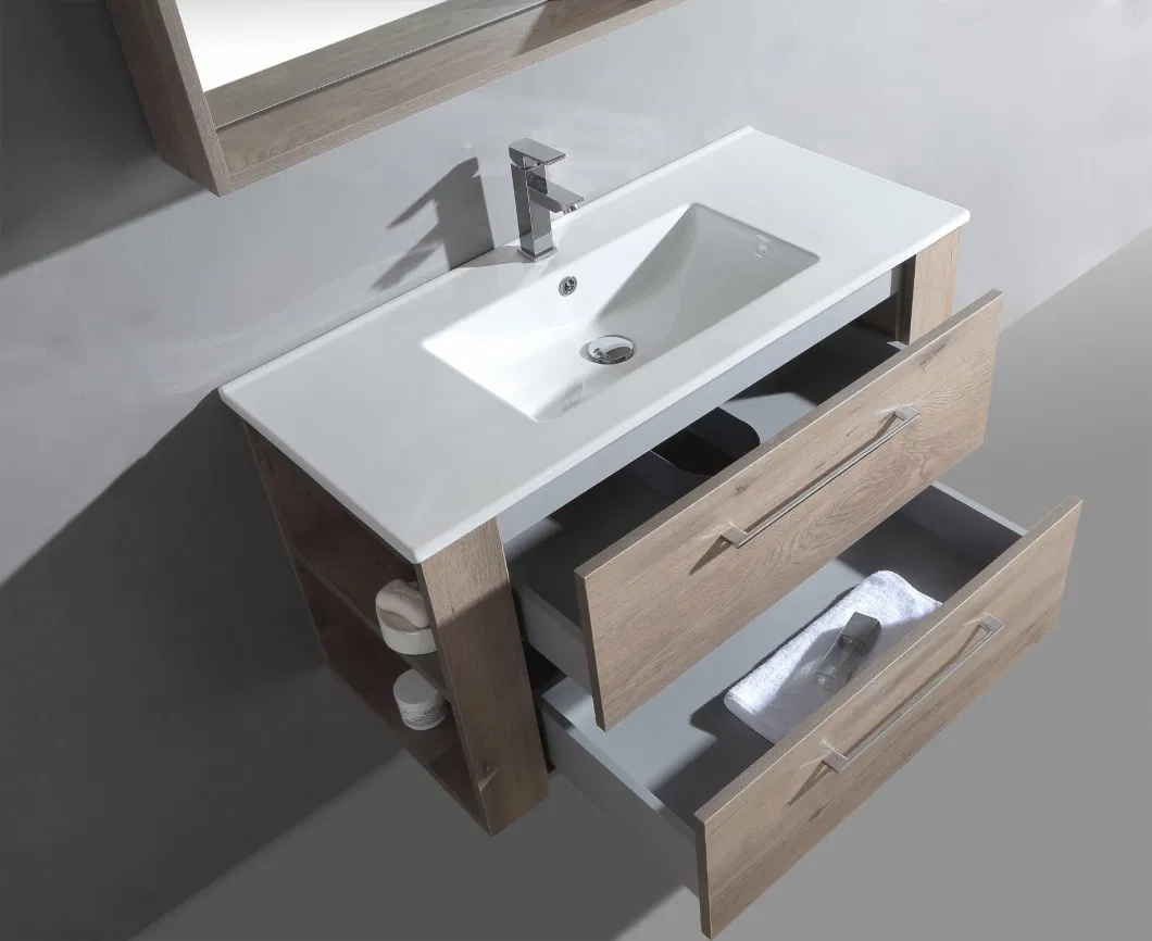 Wall Mount Storage Melamine Bathroom Vanity and Sink Cabinet with Mirror