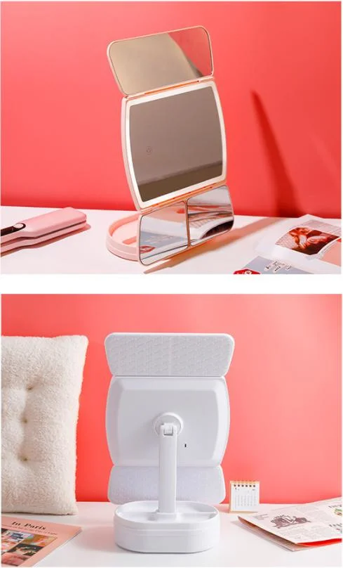 USB Charging Makeup Mirror with 3 Color Lighting Modes, 1X/2X/3X Magnification, Touch Control Design