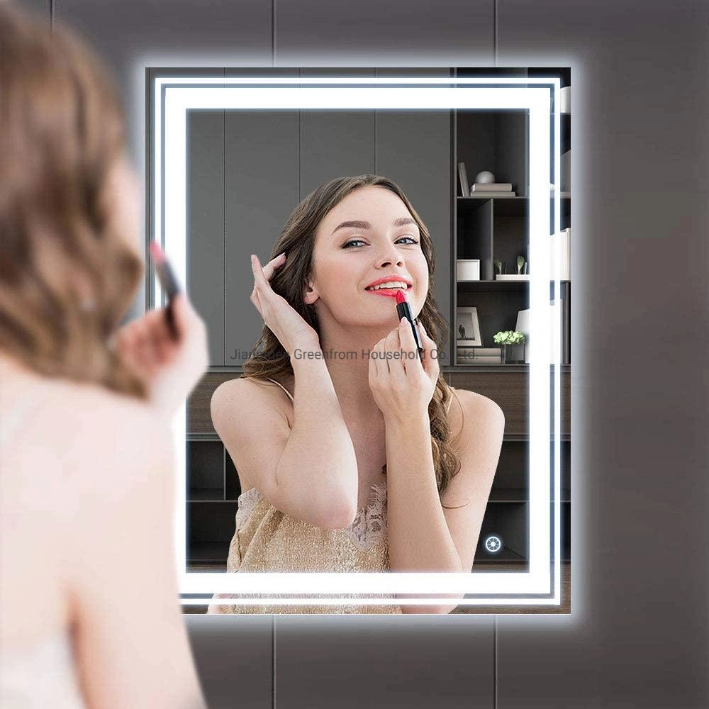 Square Bathroom LED Lighted Makeup Mirror with Anti-Fog Function