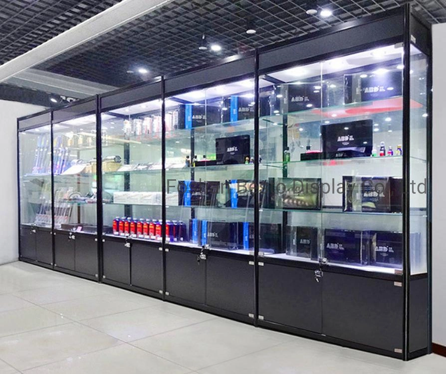 Glass Display Cabinet with LED Bulbs and Lockable Glass Door for Vape Store, Smoke Shop, Jewelry Display, Electronics Store, Tabacco Shop, Petro Wholesale