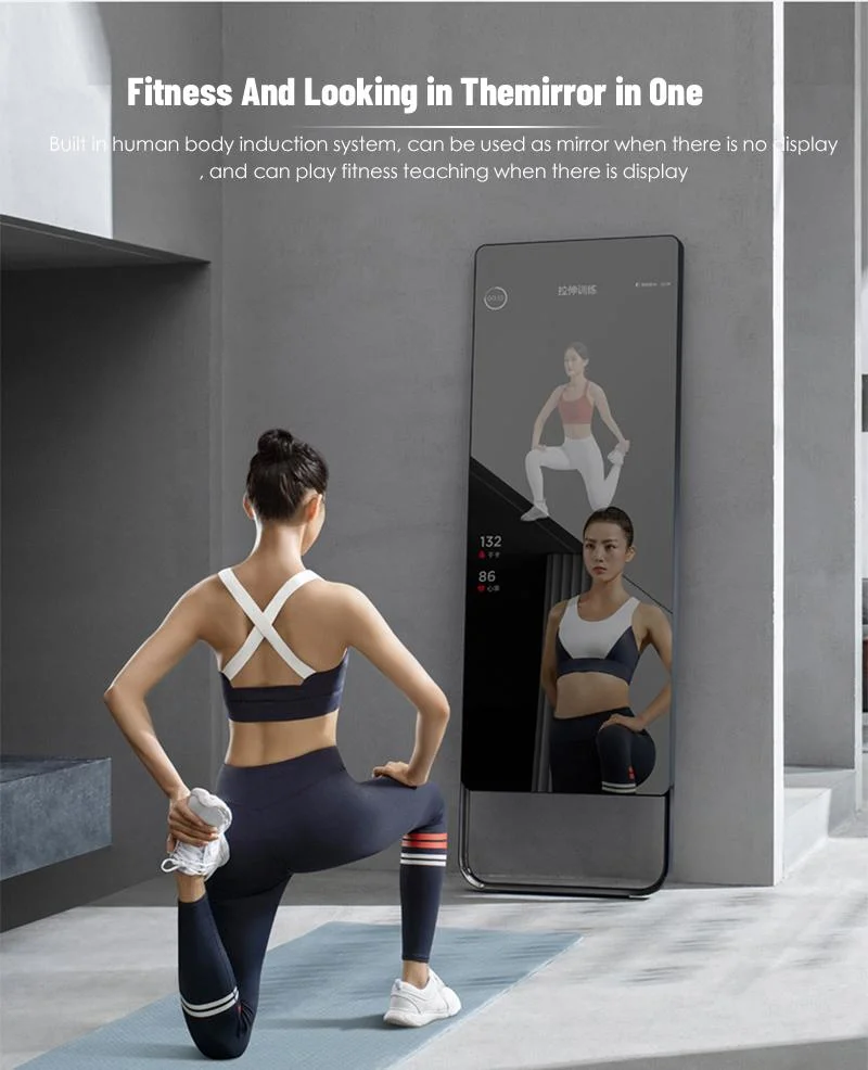 32 Inch/ 43 Inch Fitness Smart Mirror with Touch Screen, Interactive Magic Glass Mirror Display for Exercise Workout/Sport/Gym/Yoga