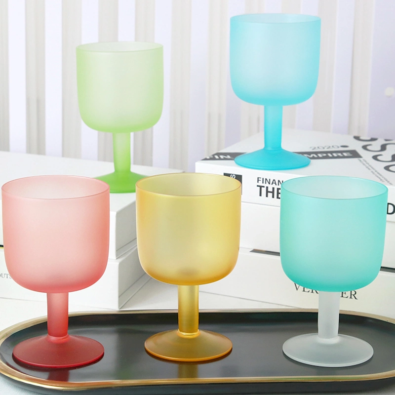 in Stock Colorful Matte-Finished Customizable Colors Lead-Free Glass 7.2oz Wine Glass Set