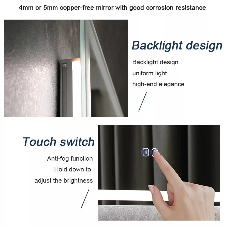Arch Bathroom Anti-Fog Smart Mirror Frameless Intelligent Wall Mounted LED Backlit Vanity Mirror with Lights Bluetooth